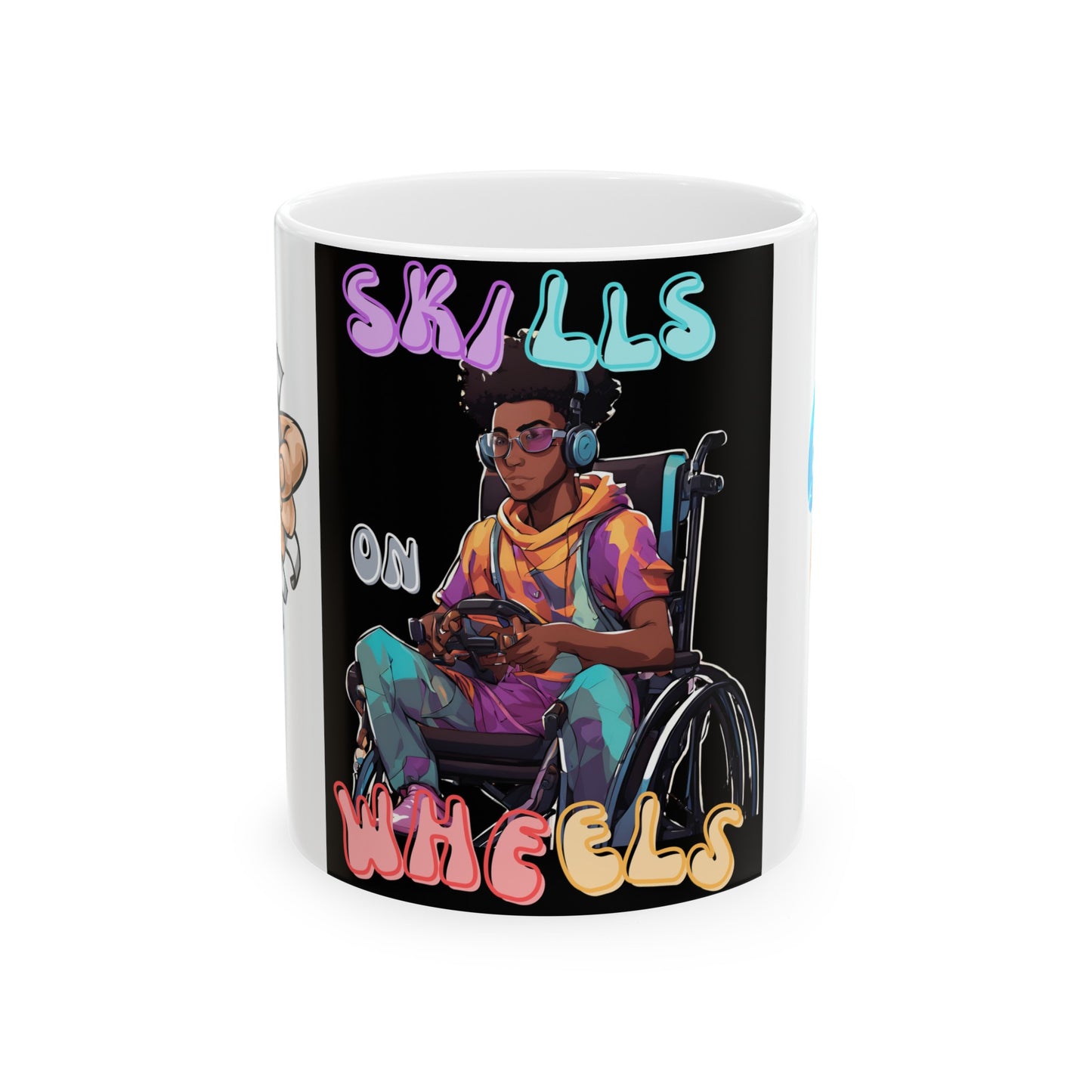 Ceramic Mug, (11oz, 15oz) Designed as the perfect gift or merch for that video game loving inspirational wheelchair or mobility scooter gamer.