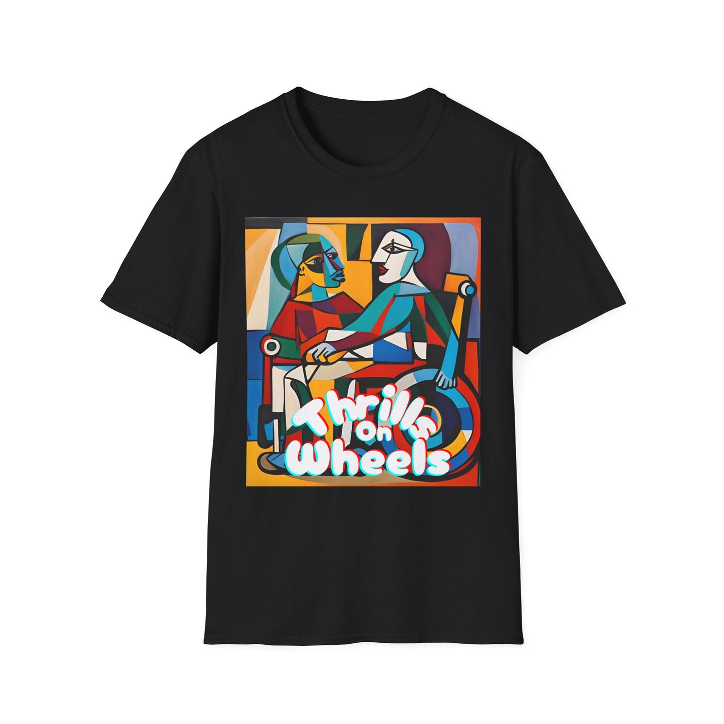 Unisex Softstyle T-Shirt Designed as the perfect gift or merch for that art loving and creative inspirational wheelchair or mobility scooter user.