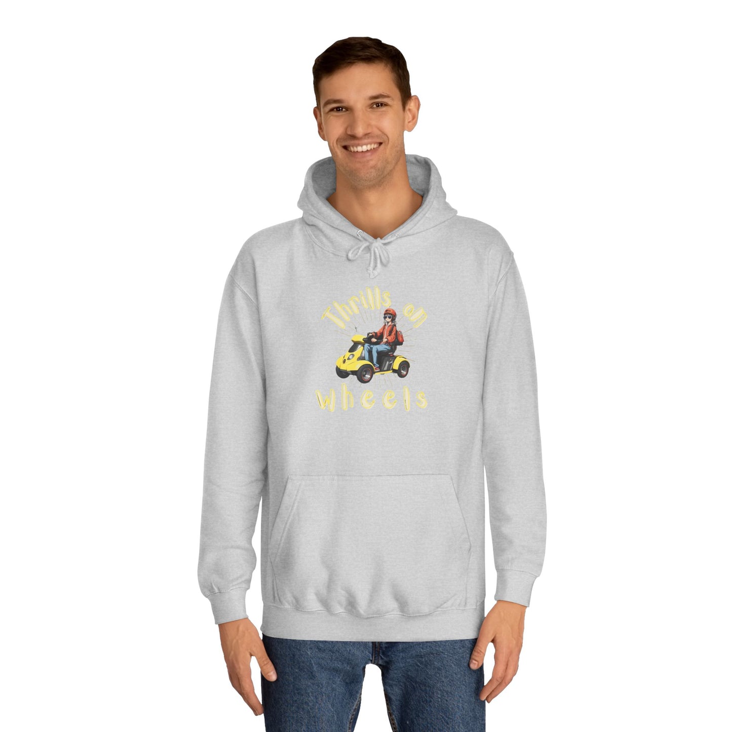 Unisex College Hoodie Designed as the perfect gift or merch for that dynamic inspirational wheelchair or mobility scooter using trendy lady