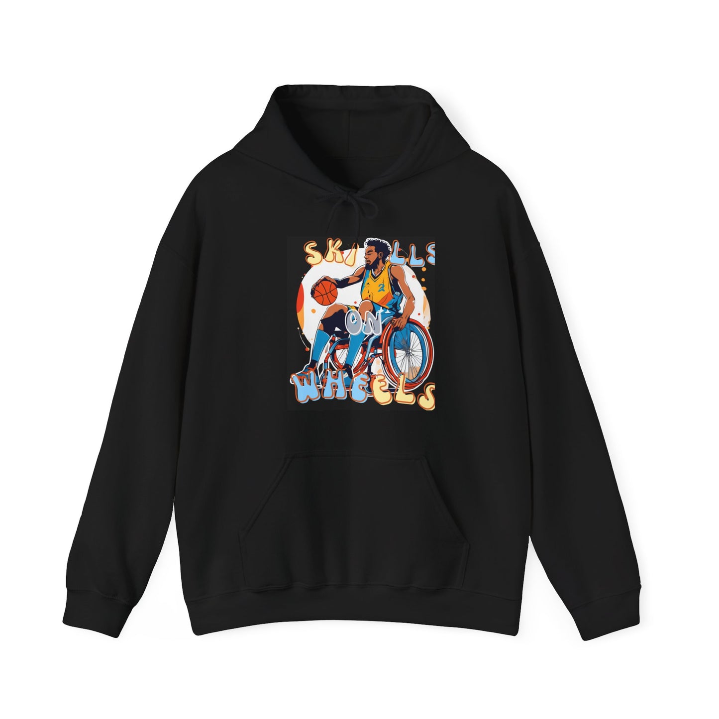 Unisex Heavy Blend™ Hooded Sweatshirt Designed as the perfect gift or merch for that dynamic inspirational wheelchair basketball loving and sporty wheelchair or mobility scooter user.