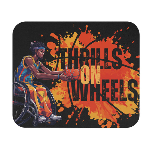 Mouse Pad (Rectangle) Designed as the perfect gift or merch for that inspirational wheelchair basketball loving and competitive wheelchair mobility scooter user.