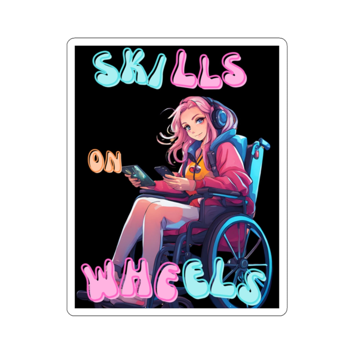 Kiss-Cut Stickers Designed as the perfect gift or merch for that video game loving inspirational wheelchair or mobility scooter gamer.