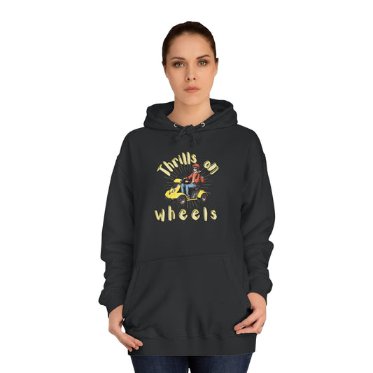 Unisex College Hoodie Designed as the perfect gift or merch for that dynamic inspirational wheelchair or mobility scooter using trendy lady