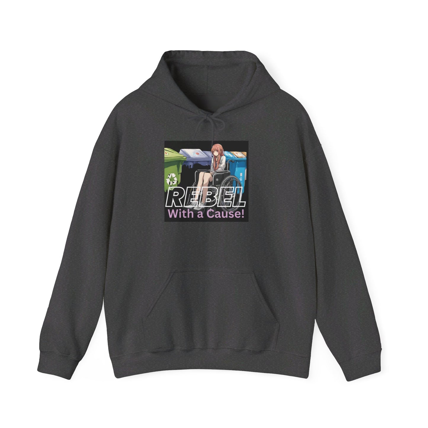 Unisex Heavy Blend™ Hooded Sweatshirt Designed as the perfect gift or merch for that earth loving inspirational wheelchair or mobility scooter eco warrior.